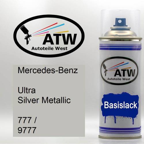 Mercedes-Benz, Ultra Silver Metallic, 777 / 9777: 400ml Sprühdose, von ATW Autoteile West.